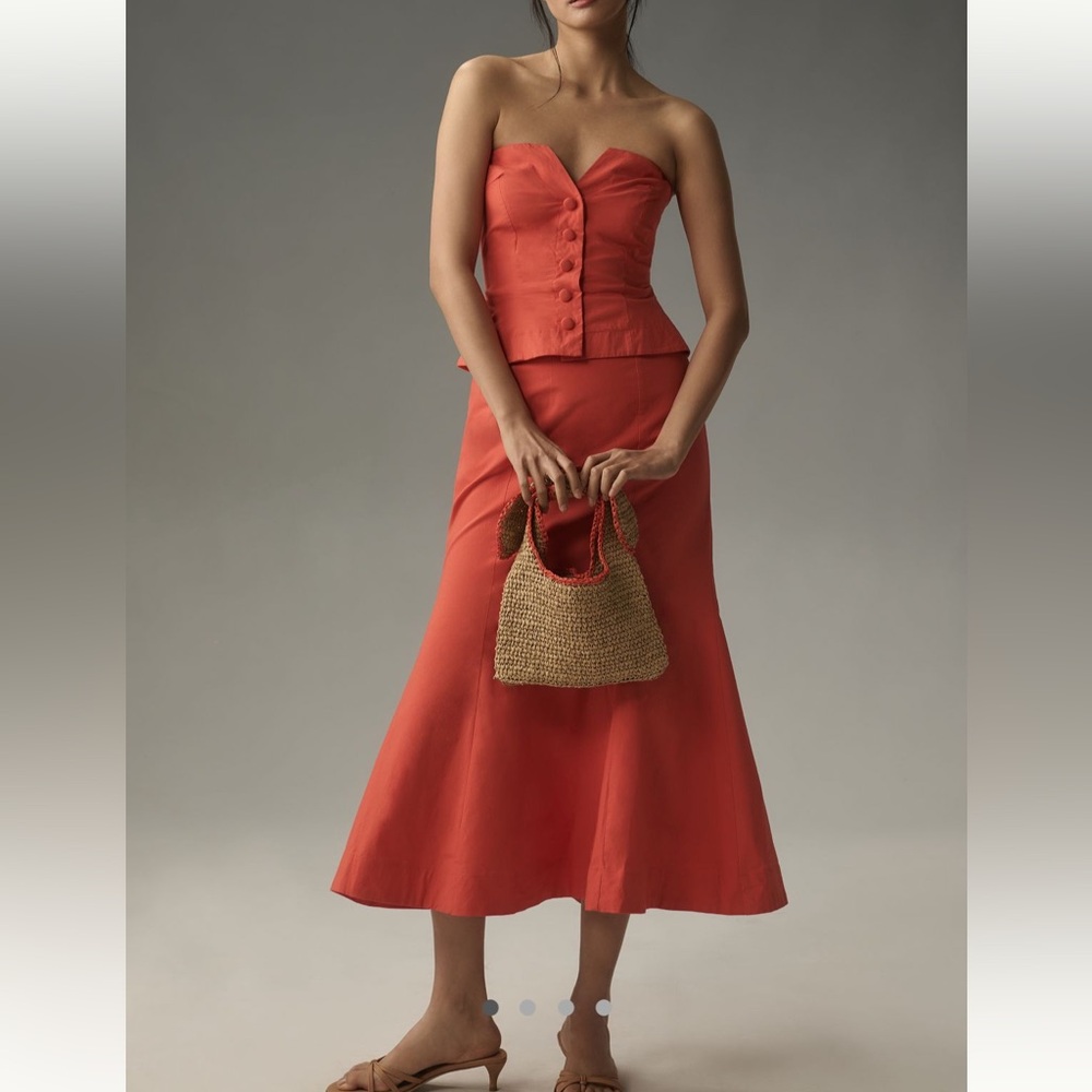 Anthropologie Strapless Corset Fit & Flare Midi Dress